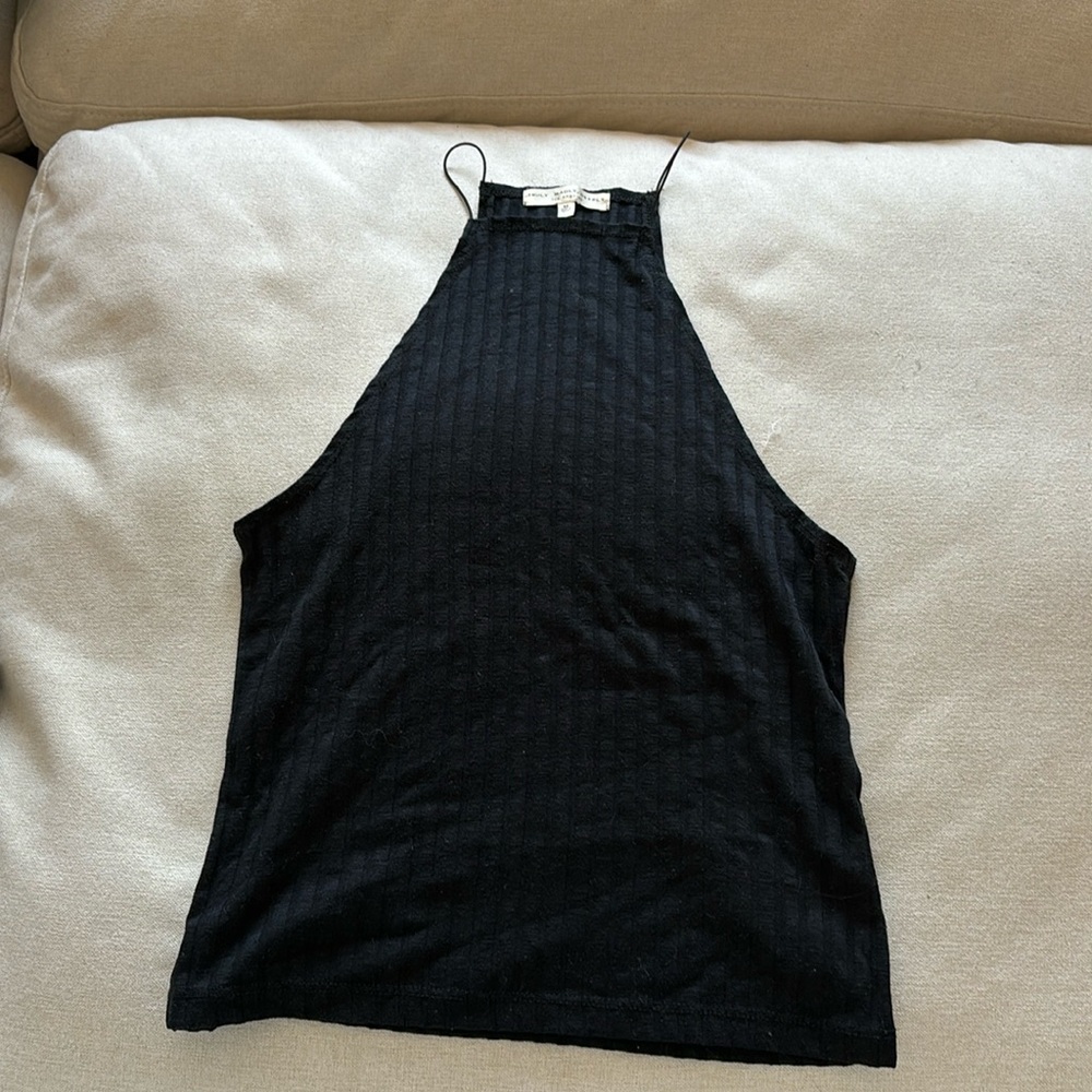 Black halter top, thin straps